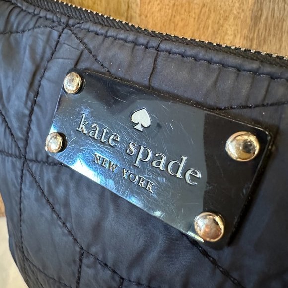 KATE SPADE QUILTED NYLON BLACK CROSSBODY BAG WITH LEATHER SHOULDER STRAP - Picture 3 of 9